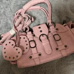 【完売商品】y2k ショルダーバッグ ピンク クロコダイル風 ハンドバッグ