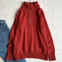 新品タグ付✨PoshAlma カシミヤ100%タートルニット 赤 S