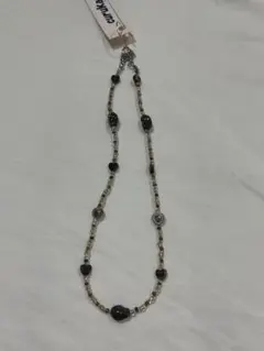 ハンドメイド　ネックレス　ドクロ　ハート　茶　ビーズネックレス