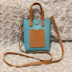 ★D.KELLY★ターコイズとキャメルのショルダーバッグ