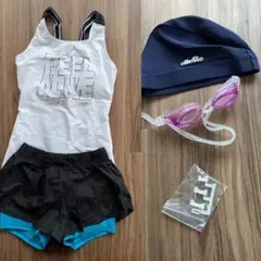 スポーツ用水着セット（キャップゴーグル付）MIZUNOフィットネスellesse
