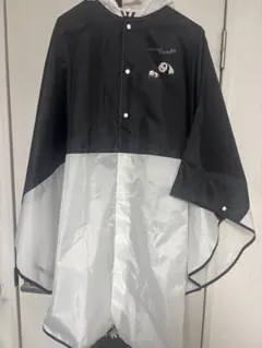 パンダ刺繍 ポンチョ型レインコート