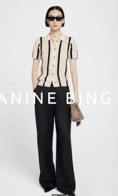 ANINE BING ストライプニットトップス ポロシャツのサムネイル