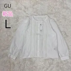 新品 GU ジーユー レースコンビネーションブラウス 長袖 オフホワイト L