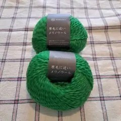 毛糸　DARUMA　原毛に近いメリノウール　緑　15番　2玉