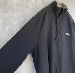 タイムセール綿100 LACOSTE ハーフジップ ユニセックス　黒　ブラックM