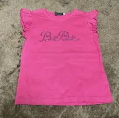 BeBeフリル袖ピンクTシャツ110cm