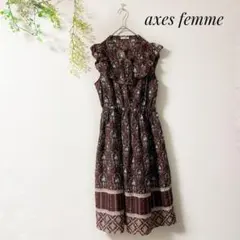 axes femme　クラシカル　ノースリーブ　ワンピース　バラ　フリル