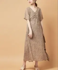 natural couture 花柄Aラインワンピース FREE