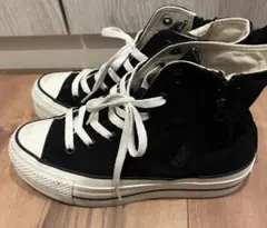 最終値下げ/コンバース ハイカット 厚底ジッパー付き 直営店限定モデル 23.5
