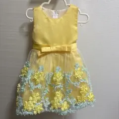 ベビードレス イエロー 花柄刺繍