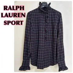 RalphLaurensport フリルブラウス チェック シャツ 黒