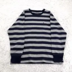 POLO RALPH LAUREN 長袖 サーマル ボーダー 紺 刺繍 SMのサムネイル