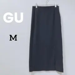 ジーユー ロングスカート スリット ブラック Mサイズ サイドファスナー 黒