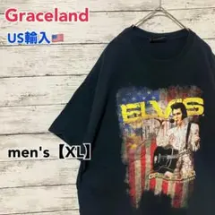 ●T375【US輸入】エルビス・プレスリー Tシャツ ブラック系 【XL相当】