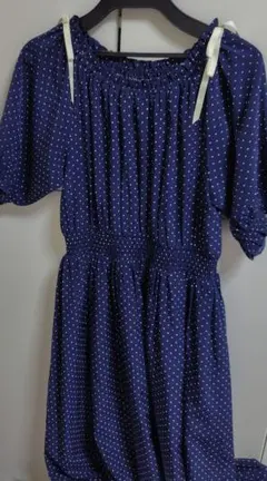 ドット柄オフショルワンピース ネイビー F i.n.t フィント