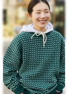 L.L.Bean　バーズアイニット　グリーン　Lサイズ