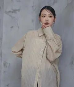 feepur 2wayシアーストライプシャツ