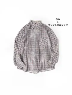 90s チェック柄 プリントネルシャツ ヴィンテージ古着