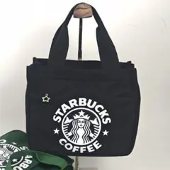 新品スタバ 弁当バッグ トートバック　ランチバッグ　黒　手提げバッグ　キャンバス