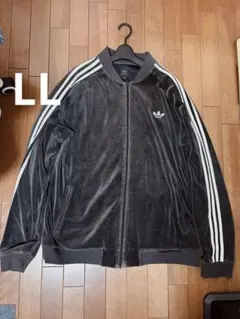 adidas ベロア　トラックジャケット　ブラウン　LL