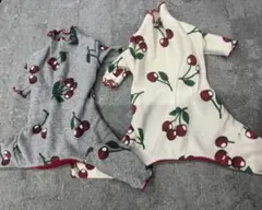 チェリー柄ロンパースパジャマ2点セットXS
