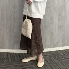 美品✨ LOWRYSFARMブラウン系レオパード柄フレアスカート