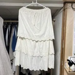 サマンサモスモスペチ？ホワイト コットン フレアスカート