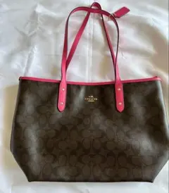 COACH ブラウン ピンク トートバッグ