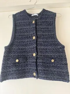 Ｂ.C STOCK SIMPLICITE フロントボタンツイード調ベスト