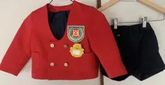 【制服】赤いブレザーと紺のショートパンツセット