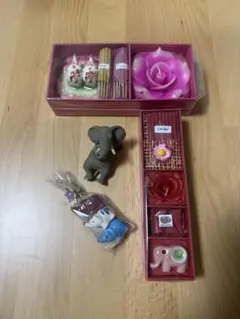 【新品未使用】お香・お香立て・キャンドルゾウの置物セット