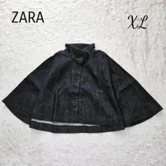 【美品】ZARA 　ザラ　 ダークデニム ケープコート　ポンチョ　大きめのサムネイル