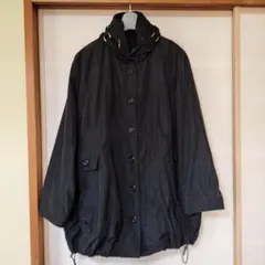 ブラックジャケット フード付きライナー付きスプリングコート