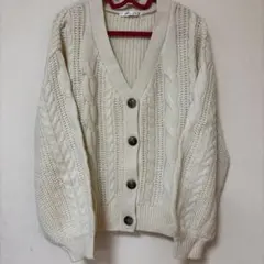 ❣️値下げ❣️KHALITA アイボリー ケーブルニット カーディガン　ケーブル編み