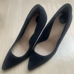 【まじぇる様専用】ブラックスエードポインテッドトゥハイヒール 22.5cm