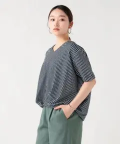 BEAMS HEART ストライプ ジャカード カットソー