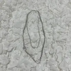 シルバー 2連ネックレス ハートチャーム付き