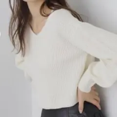 プロポーションボディドレッシング ショート丈ラメニット ホワイト 美品