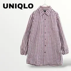 【ユニクロ UNIQLO】プレミアムコットンシャツ Sチェック ピンクカジュアル