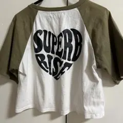 ラブトキシック(Lovetoxic)ハートラグラン半袖Tシャツ 140 カーキ