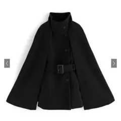 ベルト付きハイネックケープスコート[ze749]
