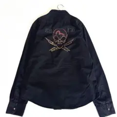 【希少/2XL】エヴィス　EVISU　スカル　ラインストーン シャツ　長袖　黒のサムネイル
