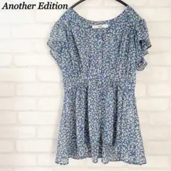 【美品】アナザーエディション　シアー花柄シャツ　フリル　ペプラム　チュニックのサムネイル