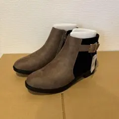 ブラウン スエード風 ショートブーツ