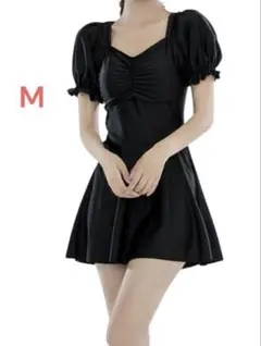 M 新品未使用 可愛い 黒 M 体型カバー 水着ワンピース