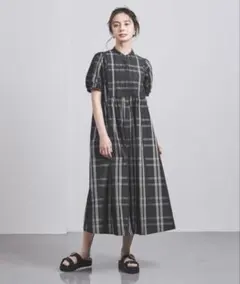 ユナイテッドアローズ タフタ ピンタック ワンピース ロング ネイビー 美品✨️ユナイテッドアローズ タフタ ピンタック ワンピース ロング