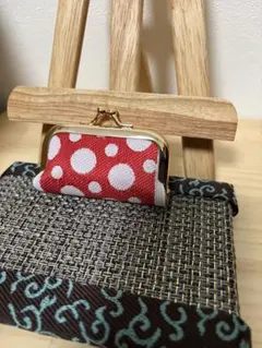 ハンドメイド がま口 印鑑ケース 水玉模様 畳ヘリ 実用的 プレゼント ギフト