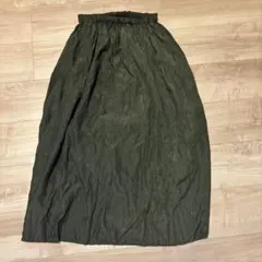 ロングスカート カーキ ワッシャー加工