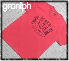 グラニフ　プリント入りTシャツ　濃ピンク